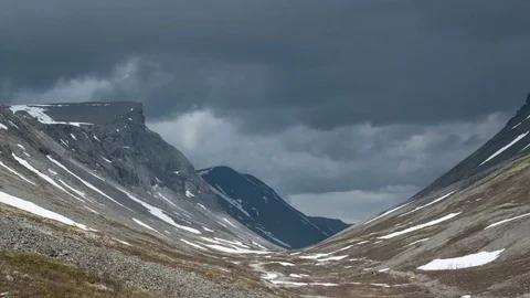 Gloomy north mountains 4K Video stock 69744293