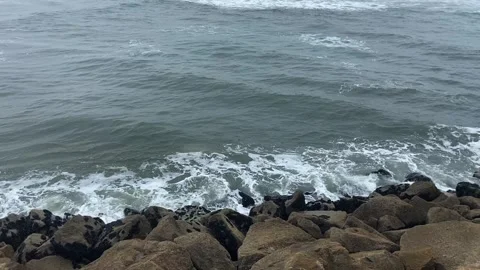 Gloomy ocean coast. Dramatic sky over the ocean. Dramatic ocean coast. Stock Footage 301140810
