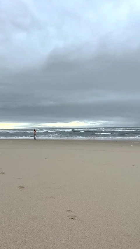 Gloomy ocean coast. Dramatic sky over the ocean. Dramatic ocean coast. Stock Footage 301141658