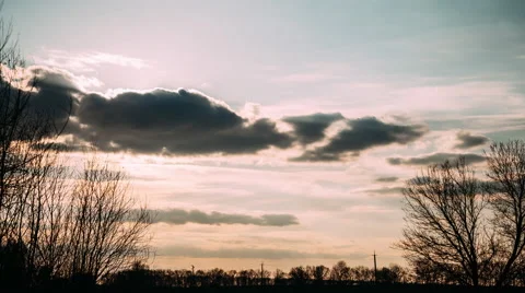 Gloomy Sky at Sunset Background Stock Footage 61629023