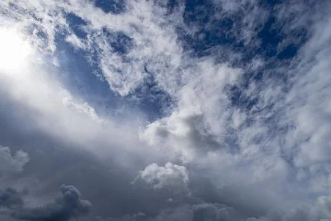 Gloomy thunderclouds with blue sky Stock Photos