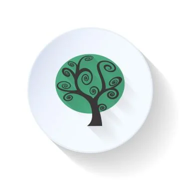 Gloomy tree flat icon Stock Illustration