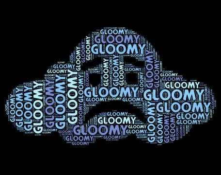 Gloomy Word Represents Low Spirits And Dejection Stock Illustration