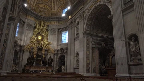The Gloria and throne of St. Peter in St. Peters Basilica, Vatican City, Rome Stock Footage 137565268