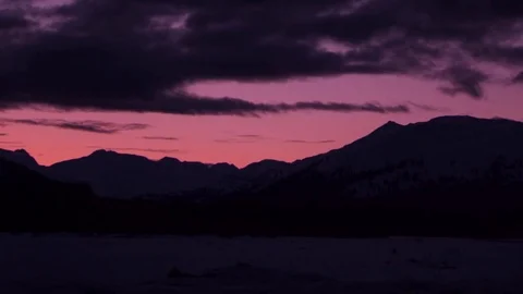 Glorious Blood Red Sky Sunset Over Big Mountains Stock Footage 72831368