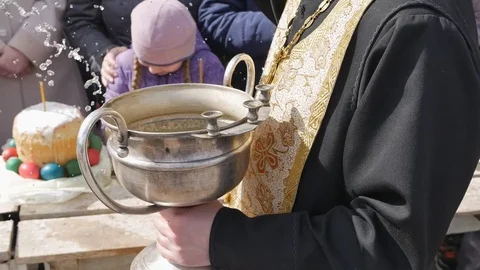 The glorious feast of Easter. Christ is risen. Sanctification, marked with Holy Stock Footage 74895852