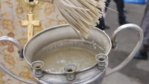 The glorious feast of Easter. Christ is risen. Sanctification, marked with Holy Stock Footage 74896193