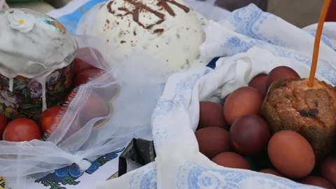 The glorious feast of Easter. Christ is risen. Sanctification, marked with Holy Stock Footage 74897345