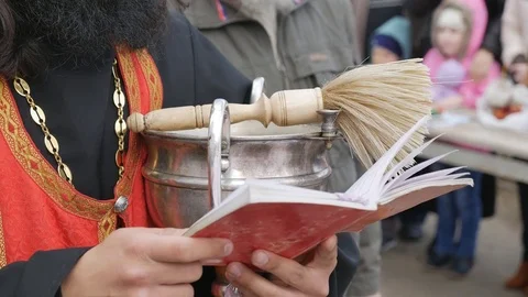 The glorious feast of Easter. Christ is risen. Sanctification, marked with Holy Stock Footage 74897834