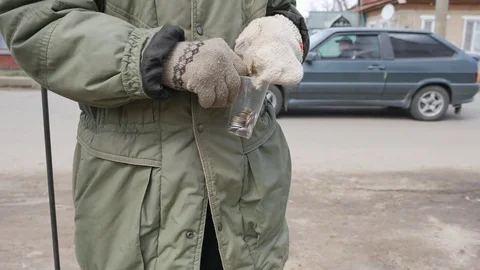 The glorious feast of Easter. Christ is risen. Hungry needy begging Stock Footage 74898541