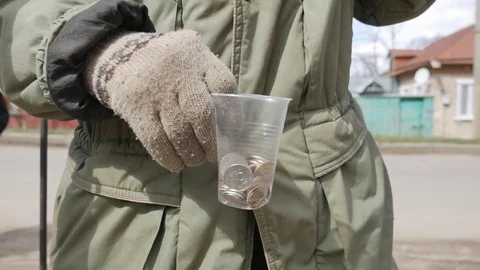 The glorious feast of Easter. Christ is risen. Hungry needy begging Stock Footage 74898683