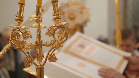 The glorious feast of Easter. Christ is risen. The Episcopal service is the Stock Footage 74900131