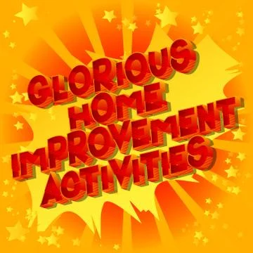 Glorious Home Improvement Activities - Vector illustrated comic book style ph Illustrazione stock