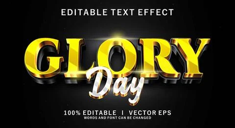 Glory day 3d vector text effect with modern style design Stock Illustration