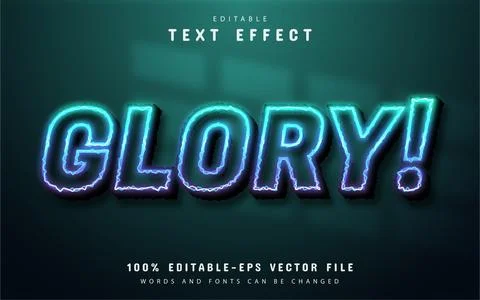 Glory text effect neon style Stock Illustration
