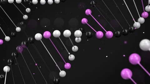 Gloss model of black, white and purple DNA strand on black background Stock Footage 89122730