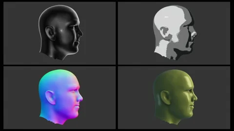 Gloss shiny, Toon Shaders. 3D Head model spin. High resolution polygon Animation Stock-Footage 130516674