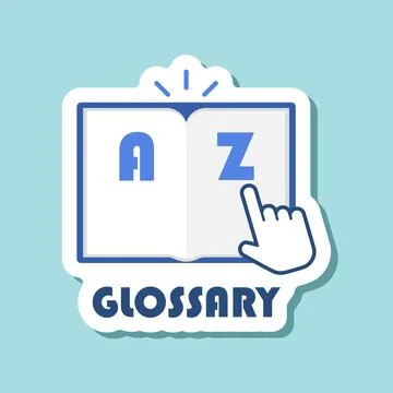 Glossary book sticker icon in flat style. Guidebook encyclopedia vector ill.. Stock Illustration