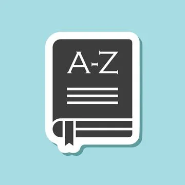 Glossary book sticker icon in flat style. Guidebook encyclopedia vector ill.. Stock Illustration