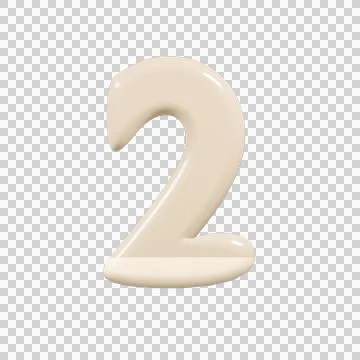 Glossy 3D Bubble Number 2 Isolated Cutout Stock Illustration