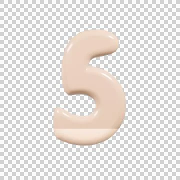 Glossy 3D Bubble Number 5 Isolated Cutout Stock Illustration