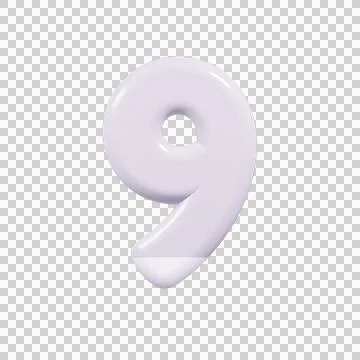 Glossy 3D Bubble Number 9 Isolated Cutout Stock Illustration