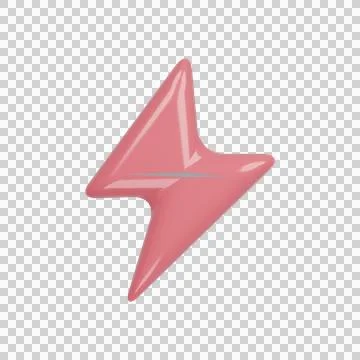 Glossy 3D Cherry Lightning Bolt Isolated Cutout Stock Illustration