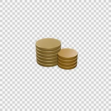 Glossy 3D Coin Stack Isolated Cutout Stock Illustration
