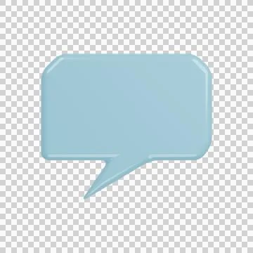 Glossy 3D Cyan Chat Bubble Isolated Cutout Stock Illustration