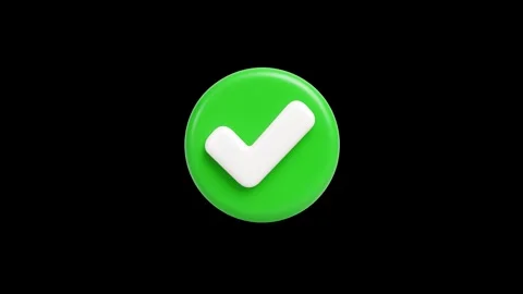 Glossy 3D green check mark with bounce effect on black background Stock Footage 317251404
