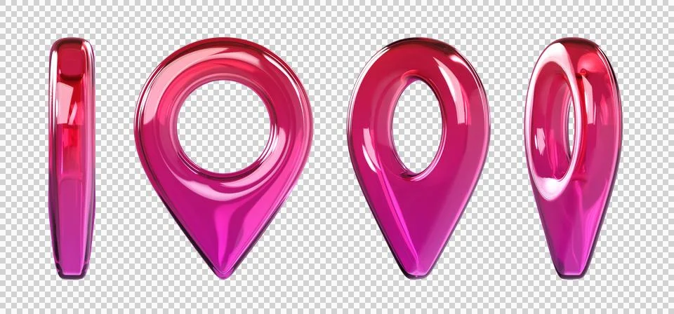 Glossy 3d map location pin icons Stock Illustration