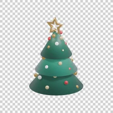 Glossy 3D Pine Tree Isolated Cutout Stock Photos
