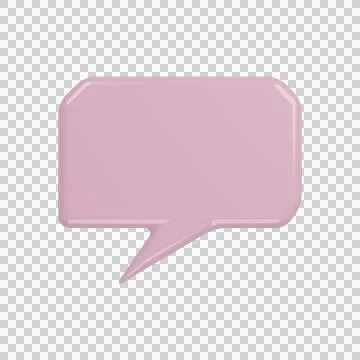 Glossy 3D Pink Chat Bubble Isolated Cutout Stock Illustration