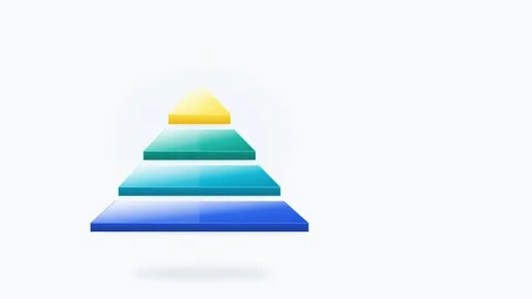 Glossy 3d pyramid infographic animation with four levels. 4K Video stock 343265522
