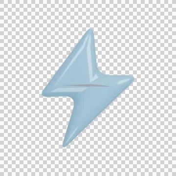 Glossy 3D Sky Lightning Bolt Isolated Cutout Stock Illustration