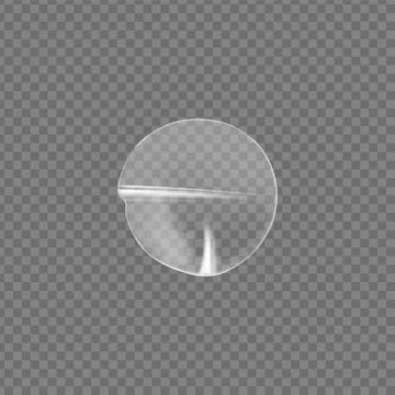 Glossy 3d sticker in the shape of a circle with folds on a transparent Stock Illustration