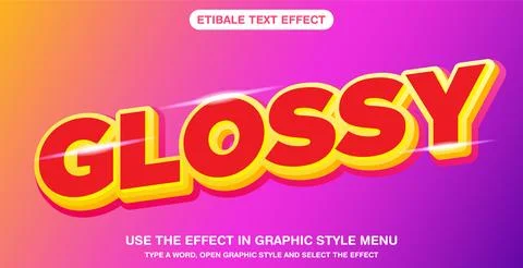 Glossy 3d style editable text effect Illustrazione stock