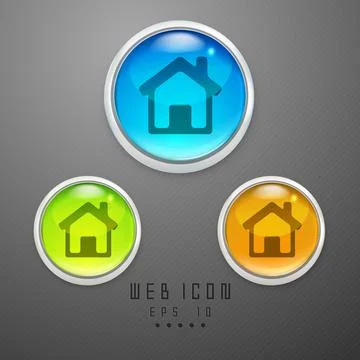 Glossy 3D web 2.0 home or homepage symbol icon set. EPS 10. 스톡 일러스트
