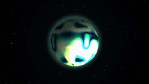 Glossy abstract planet in outer space. 2d animation Stock Footage 342386724