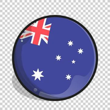 Glossy Australian Flag Button with Union Jack and Southern Cross Stars Stock Illustration