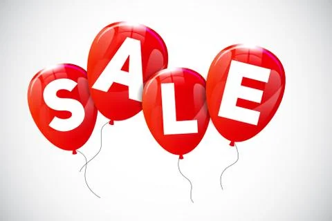 Glossy Balloons Sale Concept of Discount Stock Illustration