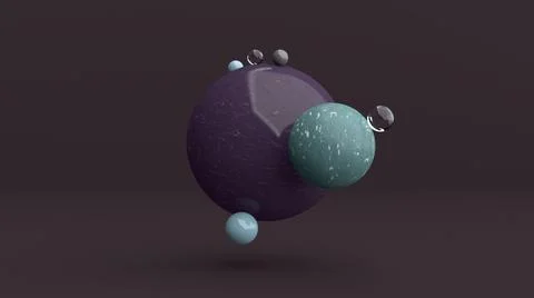 Glossy balls rolling on the textured sphere. Abstract illustration, 3d render Stock Illustration