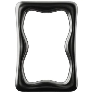 Glossy black 3D frame border element with wavy opening Stock Illustration