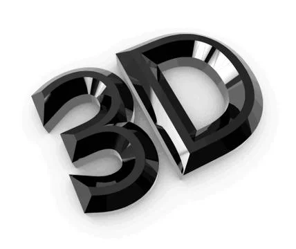 Glossy black 3D logo isolated on white background with reflection effect. Vec Stock Illustration