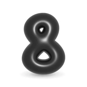 Glossy black balloon digit number Eight. 3d illustration realistic design e.. Stock Illustration