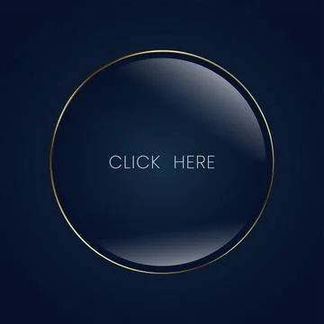 Glossy black circle button framed in gold, exuding elegance and exclusivity.. Stock Illustration