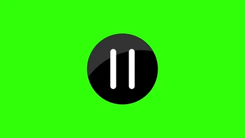 Glossy black circular play and pause button icon with mouse cursor Stock Footage 329713708