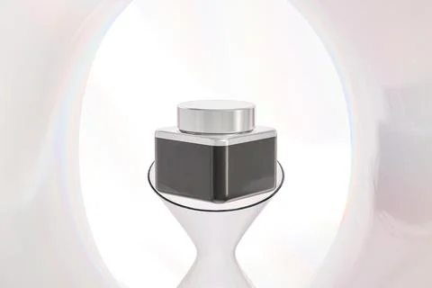 Glossy black cubic shape cream jar mockup, square skincare packaging Stock Illustration