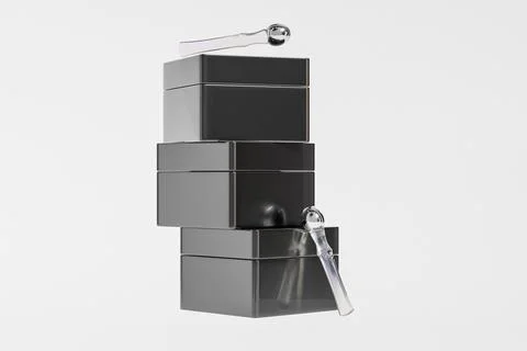 Glossy black cubic shape cream jar mockup, square skincare packaging Stock Illustration