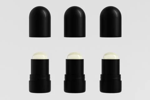 Glossy black foundation Stick packaging mockup Stock Illustration